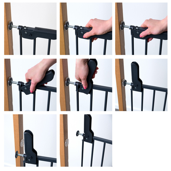 Kindersicherheitsgitter Lars, Metallg. anthrazi einstellbare Breite74,4-113cm / 68cm, Höhe 68cm