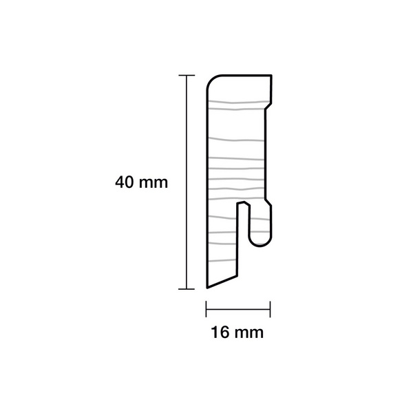Sockelleiste Modern 16x40x2400mm, Starkfolie weiß, Clipnut