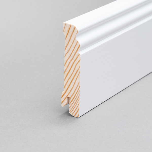 Sockelleiste Altberliner Profil 16x78x2400mm, Kiefer weiß lackiert RAL 9016