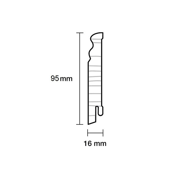 Sockelleiste Altberliner Kiefer weiß, RAL 9016 16x95x2400mm
