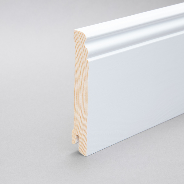 Sockelleiste Altberliner Profil 16x120x2400mm, Kiefer weiß lackiert RAL 9016