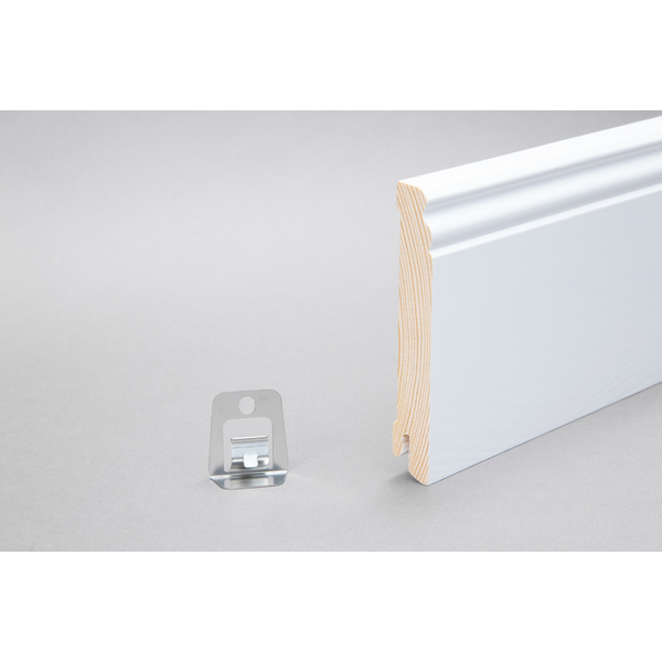 Sockelleiste Altberliner Profil 16x120x2400mm, Kiefer weiß lackiert RAL 9016