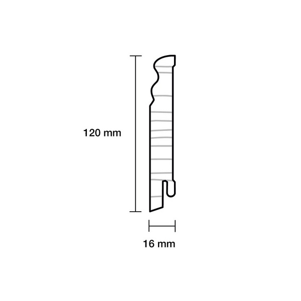 Sockelleiste Altberliner Kiefer weiß, RAL 9016 16x120x2400mm