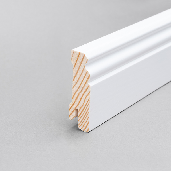 Sockelleiste Altberliner Profil 16x58x2400mm, Kiefer weiß lackiert RAL 9016