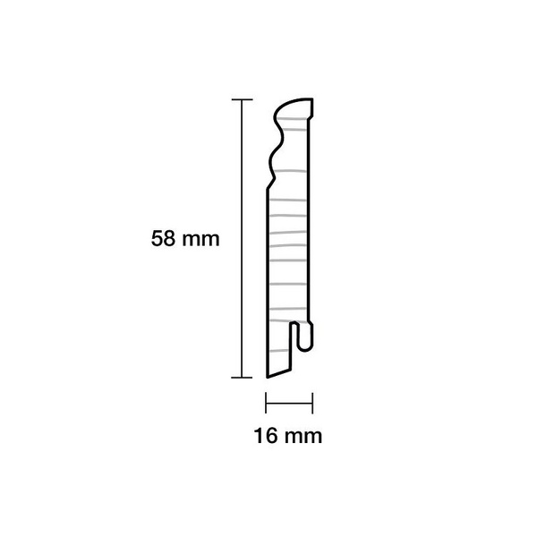 Sockelleiste Altberliner Kiefer weiß, RAL 9016 16x58x2400mm