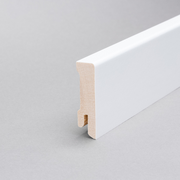 Sockelleiste Modern 16x58x2400mm, PUR Starkfolie weiß, Clipnut