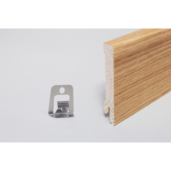 Sockelleiste Modern 16x80x2400mm, Furnier Eiche nat. lack. matt, Clipnut