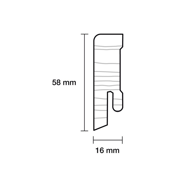 Sockelleiste Modern 16x58x2400mm, Starkfolie schwarz RAL 9005, Clipnut