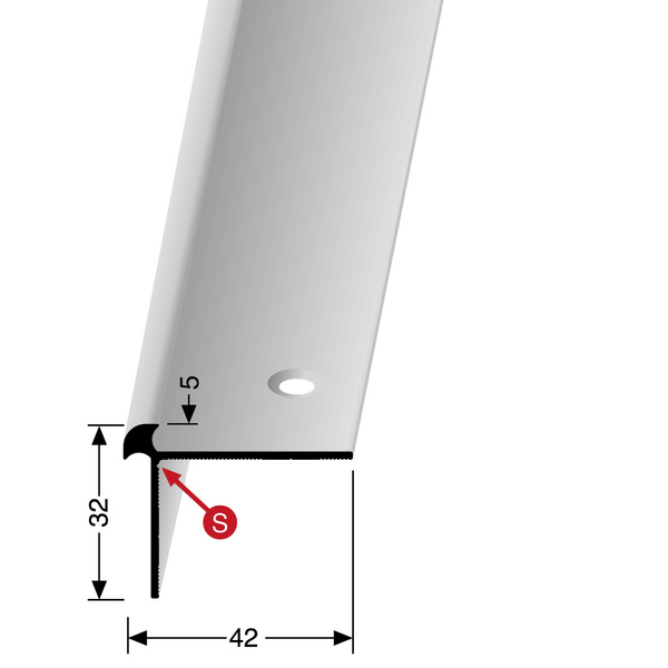 Treppenkantenprofil PF 873 40x32x5mm Alu edelstahl eloxiert