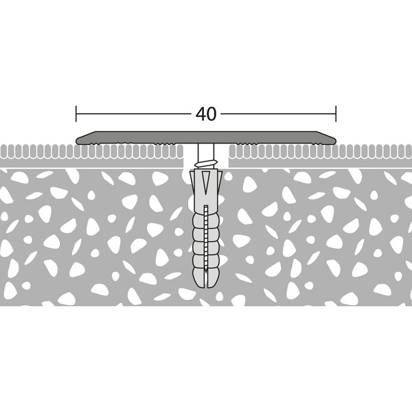Aluminium-Übergangsprofil - mittig gelocht 40mm 270cm S Edelstahl matt