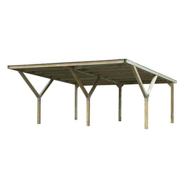 Y-Doppelcarport, mit PVC-Dachplatten