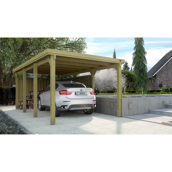 Flachdach-Einzelcarport 617 Gr.2 mit PVC-Dachplatten