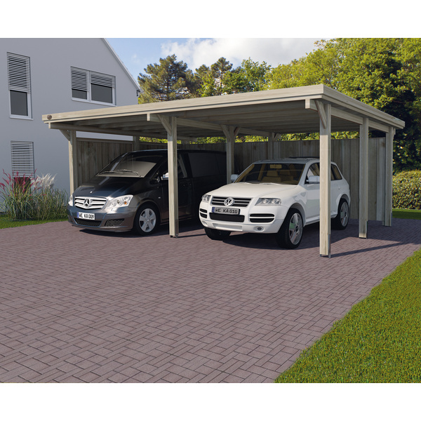 Flachdach-Doppelcarport 618 Gr.1 mit PVC-Dachplatten