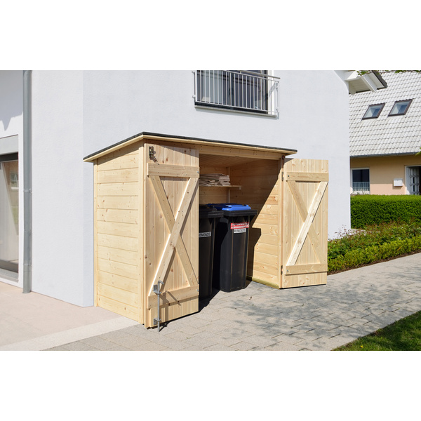 Fahrrad- und Mülltonnenbox, natur, 19mm