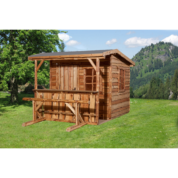 Gartenhaus 820 A Gr.1, natur, VD/T 100cm, ET, EF, mit Theke und Sitzgelegenheit