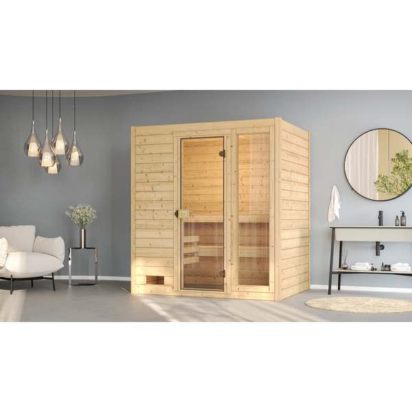 Massivholz-Sauna VALIDA Gr. 2 Sparset 7, 5 kW BioS inkl. digitaler Steuerung2 GTF