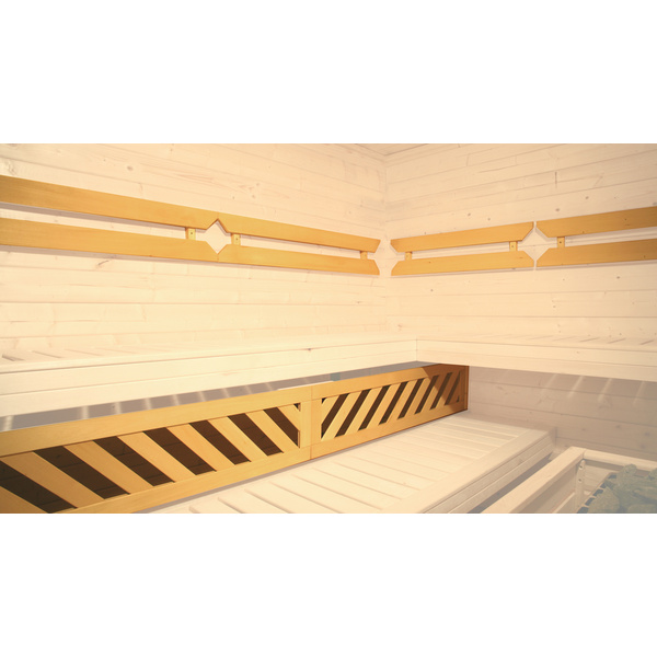 Premium Massivholz-Elementsauna KEMI Eck Gr. 2 Sparset 7, 5 kW OS inkl. digitaler Steuerung