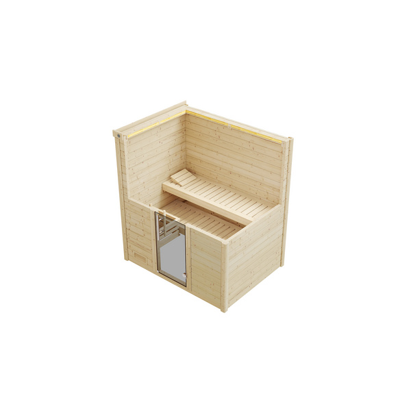 Premium Massivholz-Sauna BERGENGr. 1 Sparset 7, 5 kW OS inkl. digitaler Steuerung, Glastür 1 GT