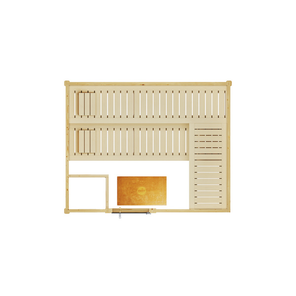 Premium Massivholz-Sauna BERGENGr. 3 Sparset 7, 5 kW OS inkl. digitaler Steuerung, Glastür 3 GT