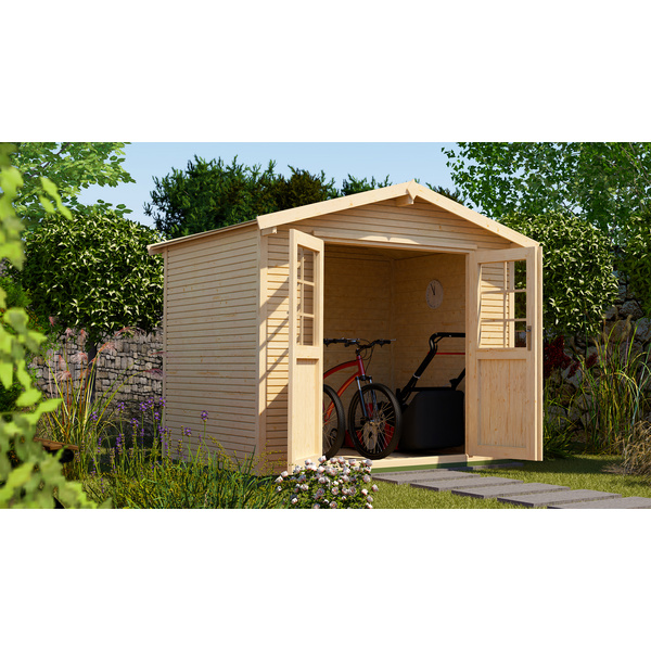 Gartenhaus 218 Gr.3, 28mm, Satteldach mitLine, natur, DT