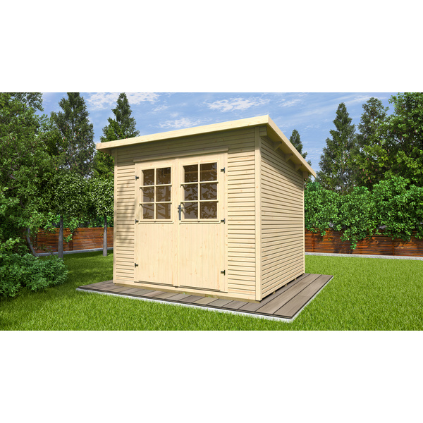 Gartenhaus 219 Gr.1, 28mm, Flachdach mitLine, natur, DT