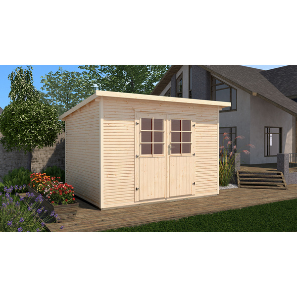 Gartenhaus 219 Gr.2, 28mm, Flachdach mitLine, natur, DT