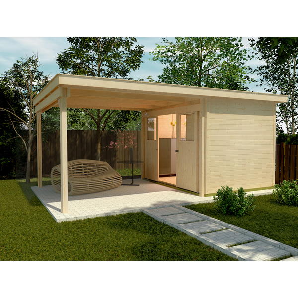 Lounge-Haus 225 A Gr.2, natur, 21mm, Schiebetür, Lounge 300cm, ohne RW