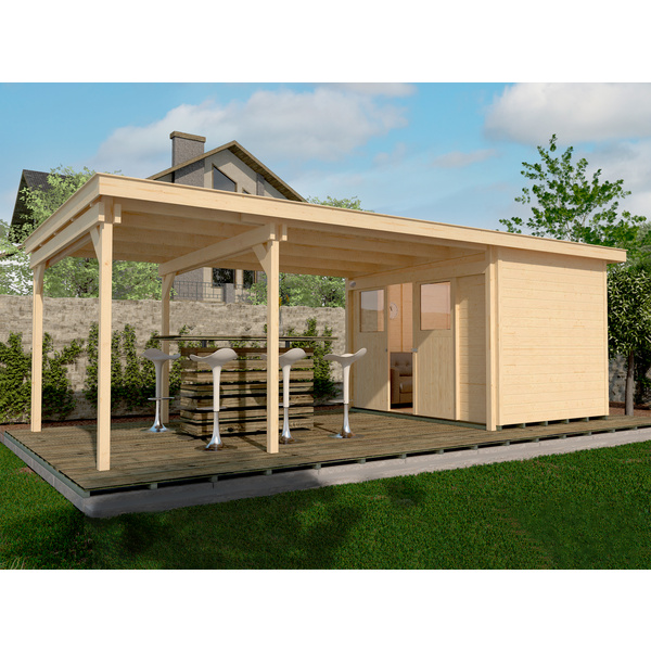 Lounge-Haus 225 B Gr.2, natur, 21mm, Schiebetür, Lounge 450cm, ohne RW