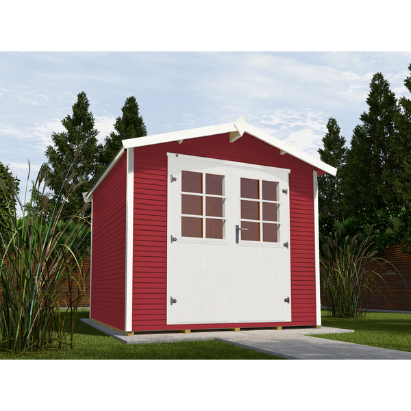 Gartenhaus 218 Gr.2, 28mm, Satteldach mitLine, schwedenrot, DT