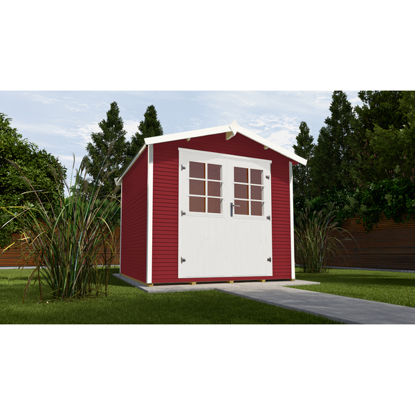 Gartenhaus 218 Gr.3, 28mm, Satteldach mitLine, schwedenrot, DT