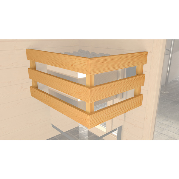 Massivholz-Elementsauna 38mm LAUKKALA 1 GT inkl. Sauna-Leuchtenset