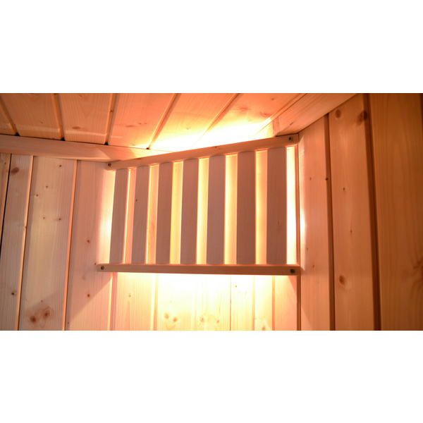Massivholz-Elementsauna 38mm LAUKKALA 2 GTF inkl. Sauna-Leuchtenset