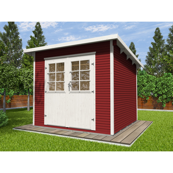 Gartenhaus 219 Gr.1, 28mm, Flachdach mitLine, schwedenrot, DT