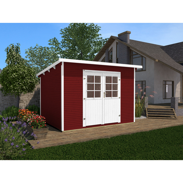Gartenhaus 219 Gr.3, 28mm, Flachdach mitLine, schwedenrot, DT
