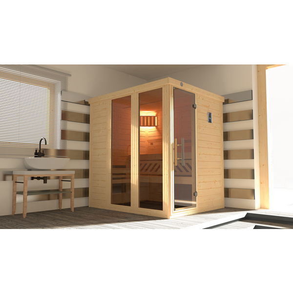 Design-Sauna KEMI PANORAMA 1 inkl. 7, 5 kW OS-Ofenset