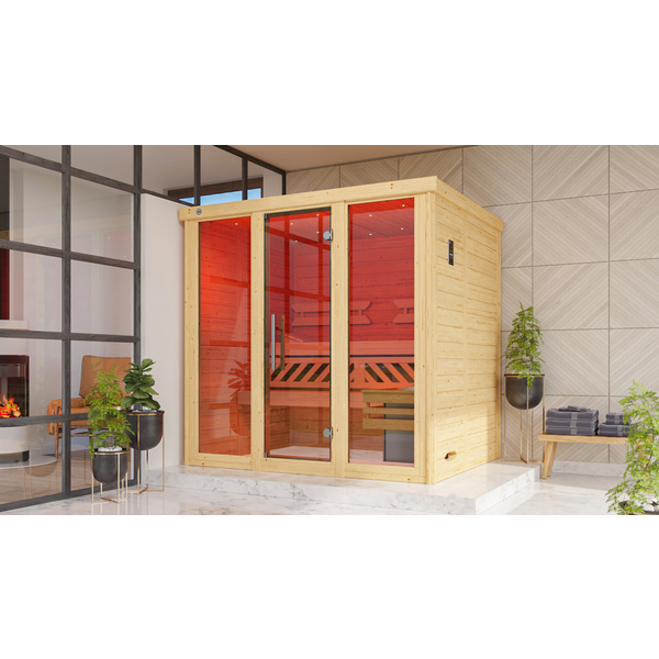 Design-Sauna KEMI PANORAMA 2 inkl. 7, 5 kW OS-Ofenset