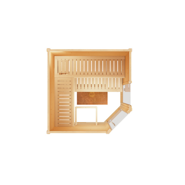 Design-Sauna CUBILIS Gr. 2 Sparset 7, 5 kW OS inkl. digitaler Steuerung, Glastür und Fenster
