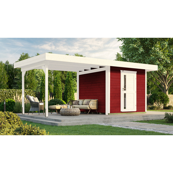 Designhaus 172 B Gr. 1, schwedenrot, 28mm, neue Design-Einzeltür, Anbau 295cm