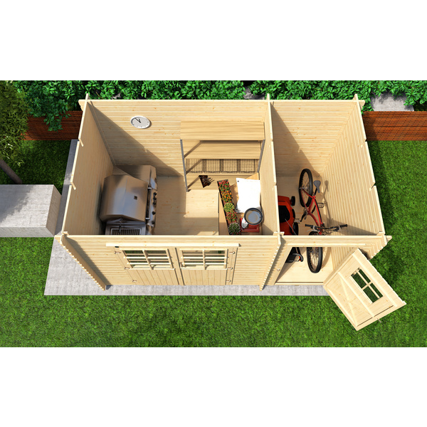 Gartenhaus 254 Gr.2, 28mm, DT, Nebenraum ET, mit 2. Raum