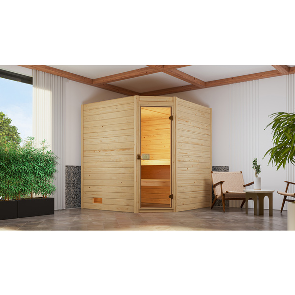 Massivholzsauna VALIDA Eck 2 GT, Kompakt 5.4