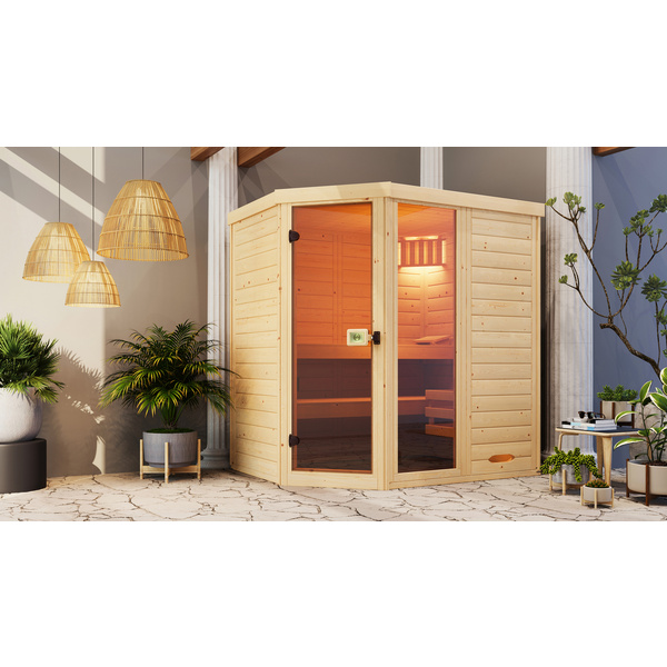 Massivholzsauna LAUKKALA 2 OS 7, 5 KW, Saunaleuchte