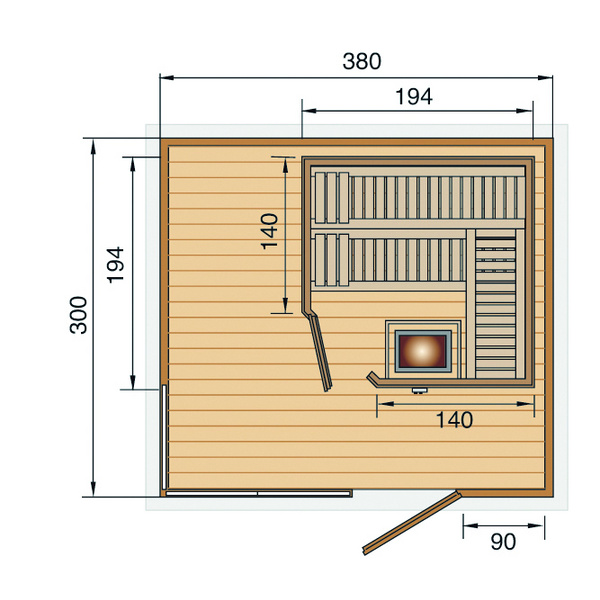 Design-Saunahaus CUBILISBioS 7, 5 Kw