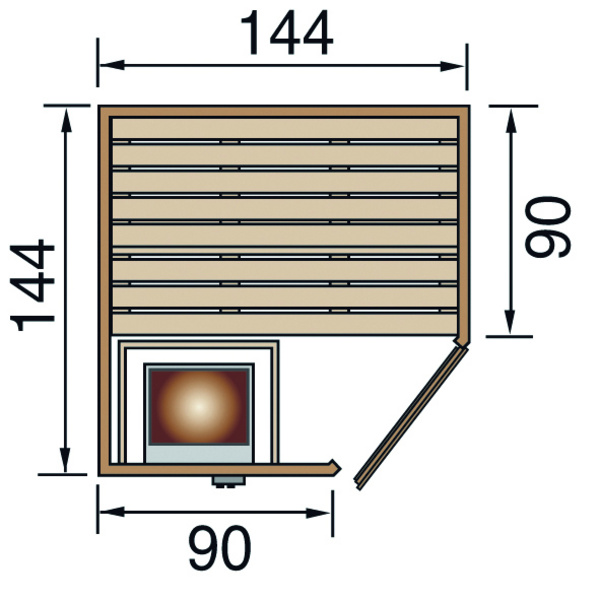 Elementsauna KIRUNA 1 GT inkl. 3, 6 kW Kompakt-Ofenset (230 V)