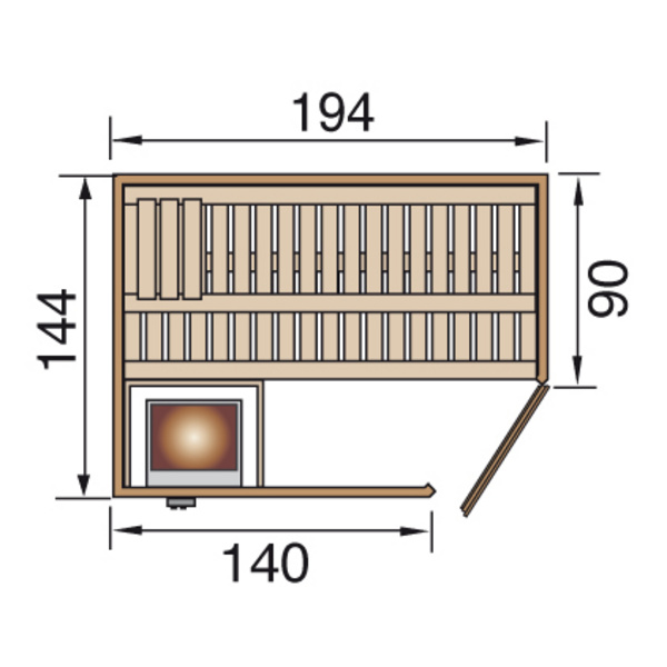 Element-Ecksauna VARBERG 1 GT, Komp 5, 4 KW