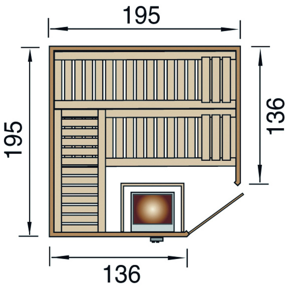 Premium Massivholz-Elementsauna KEMI Gr. 2 Sparset 7, 5 kW OS inkl. digitaler Steuerung
