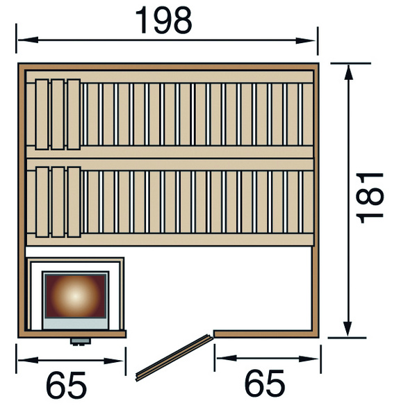Premium Massivholz-Sauna BERGENGr. 1.8 Sparset 7, 5 kW OS inkl. digitaler Steuerung 1.8 GT