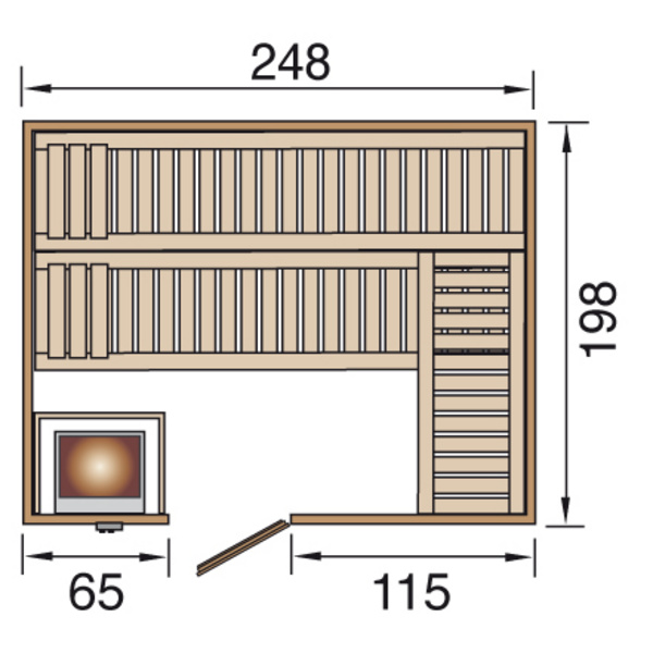 Premium Massivholz-Sauna BERGEN Gr. 3 Sparset 7, 5 kW OS inkl. digitaler Steuerung 3 GTF