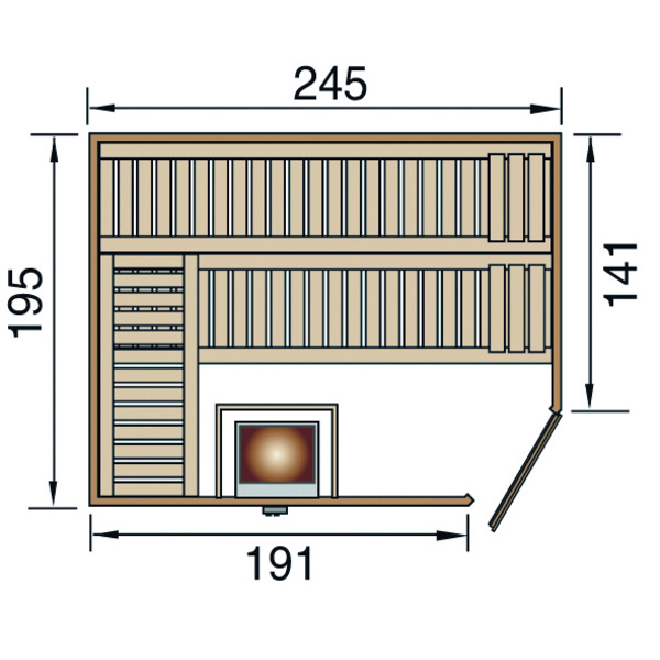 Premium Massivholz-Sauna TURKU Gr. 3 Sparset 7, 5 kW OS inkl. digitaler Steuerung 3 GTF