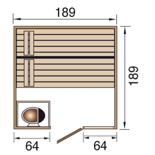 Massivholzsauna 38mm VALIDA 3 GTF
