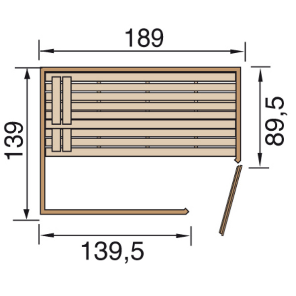 Massivholzsauna 38mm VALIDA Eck 1 GTF Sparset 1 inkl. 4, 5 kW Kompakt-Ofenset, Leuchtenset und Zubehör